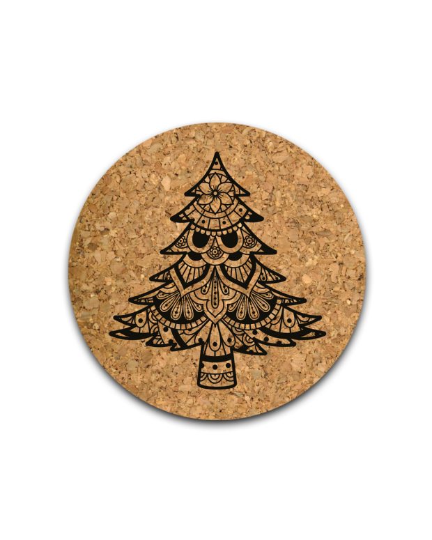 Glasunderlägg i kork - Mandala Christmas - Bild 5