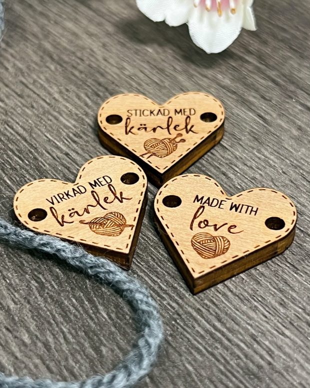 Träknappar - Heart (5-pack) - Bild 2