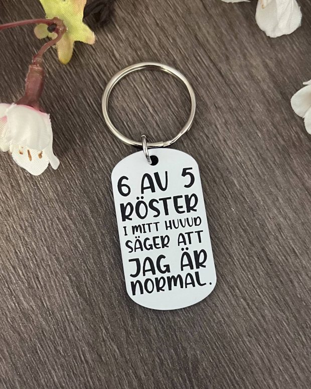 Nyckelring - 6 av 5 röster i mitt huvud säger att jag är normal.